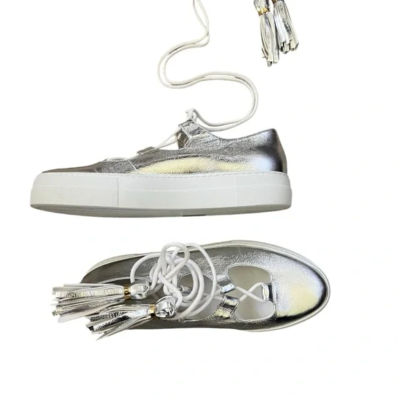 L' AUTRE CHOSE Lace-up sneakers Silver NWOT Size 39 - Picture 4 of 14